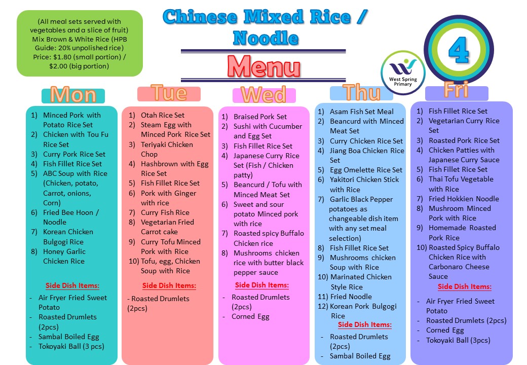School Canteen Menu